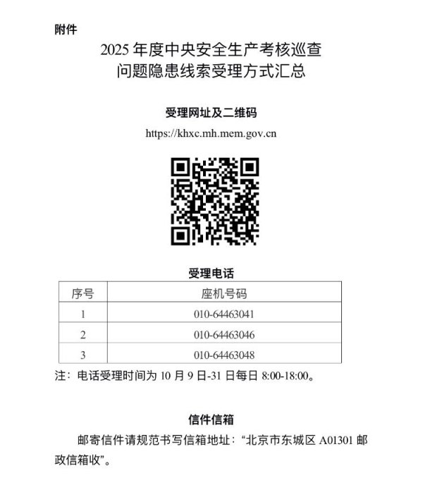 乐蒙网 2025年度中央安全生产考核巡查启动受理问题隐患线索工作