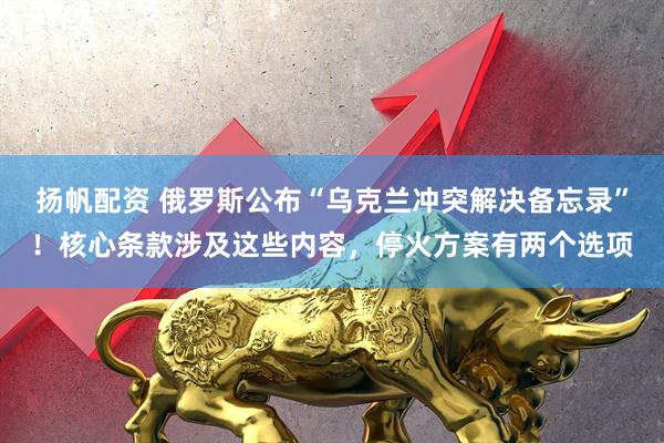 扬帆配资 俄罗斯公布“乌克兰冲突解决备忘录”！核心条款涉及这些内容，停火方案有两个选项